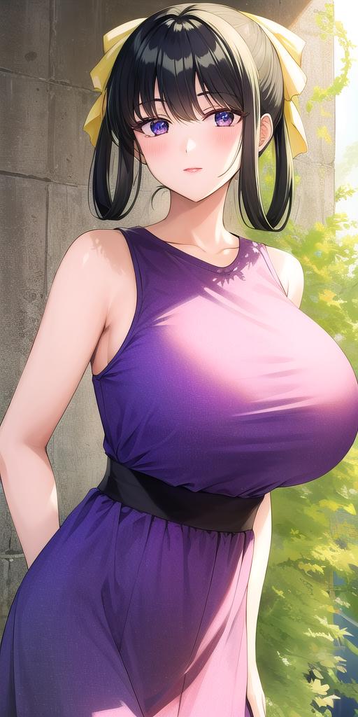 16444-1233087544-_lora_AkikoHoujohV9_.7_ AkikoHoujoh, huge_breasts, standing, solo, sundress, yellow_hair_bow,, masterpiece, best_quality, detail.png